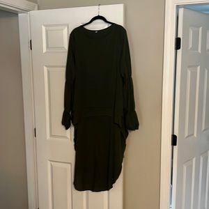 Women's Lantern Long Sleeve Round Neck High Low Asymmetrical Irregular Hem
